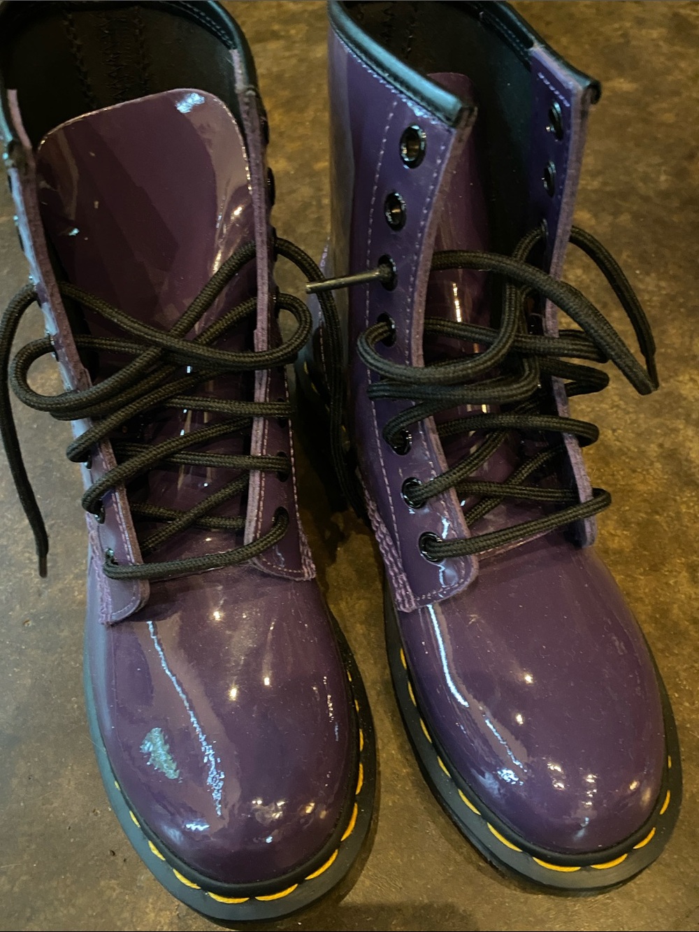 Dr. Martens Purple Patent Lace-Up Combat Boots - Picture 3 of 5